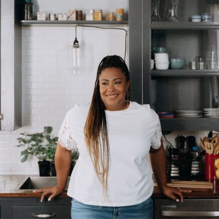 Tiffany Harrison in the kitchen after brainstorming 26 quick dinner ideas