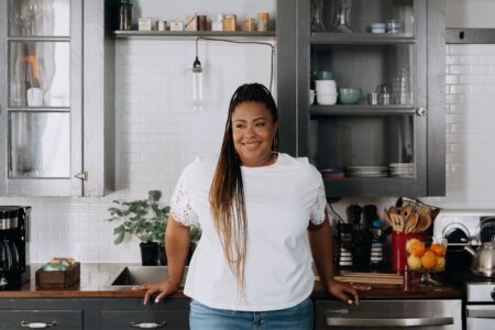 Tiffany Harrison in the kitchen after brainstorming 26 quick dinner ideas