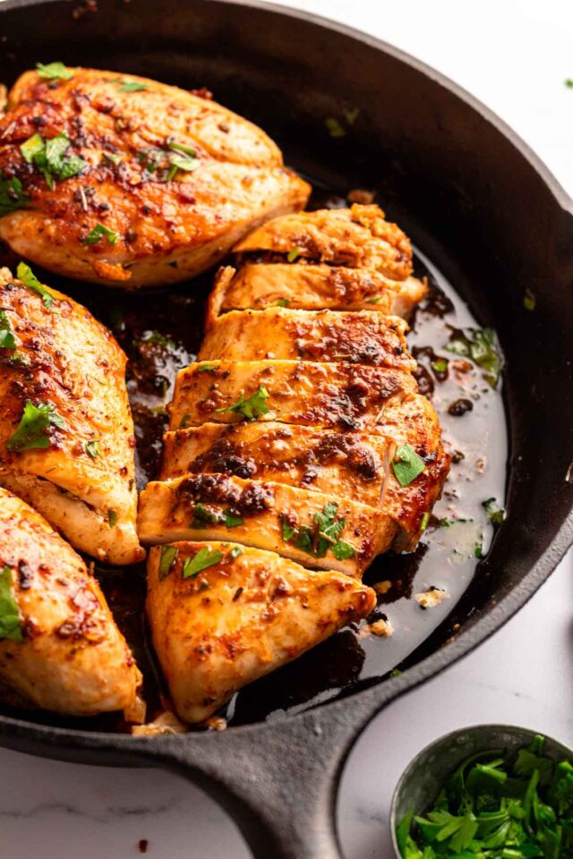Quick dinner idea and recipe Cast Iron Skillet Chicken Breast with Herb Butter