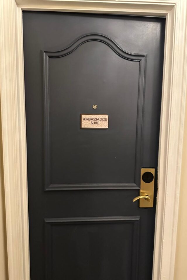 door to the ambassador suite at the Henley Park Hotel!