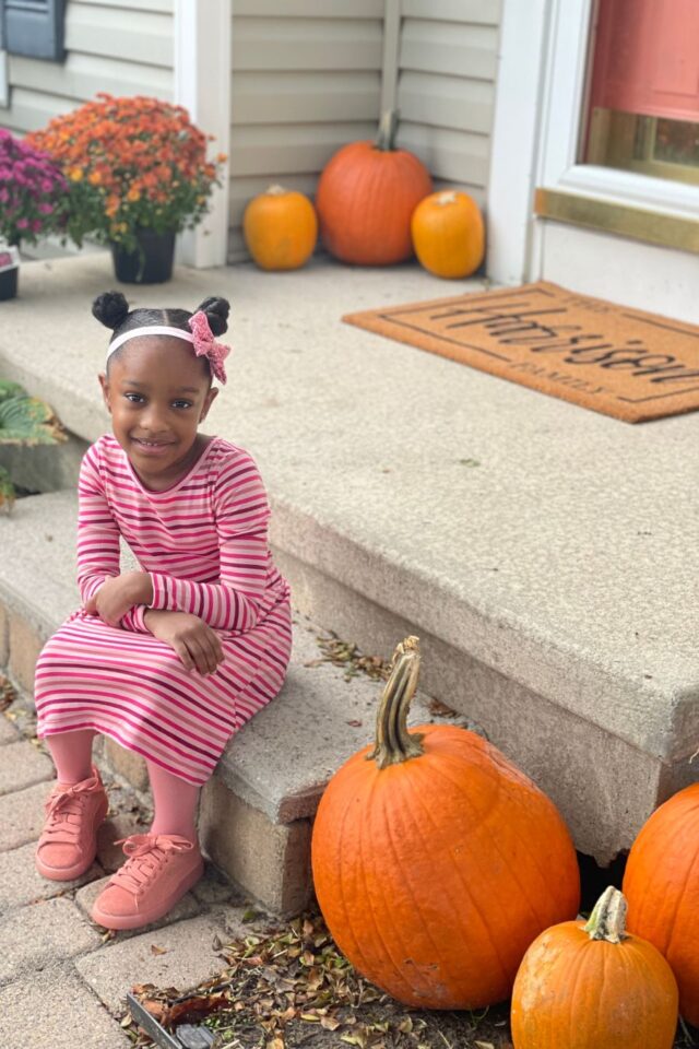 Decorating our home with pumpkins picked at highland orchards.