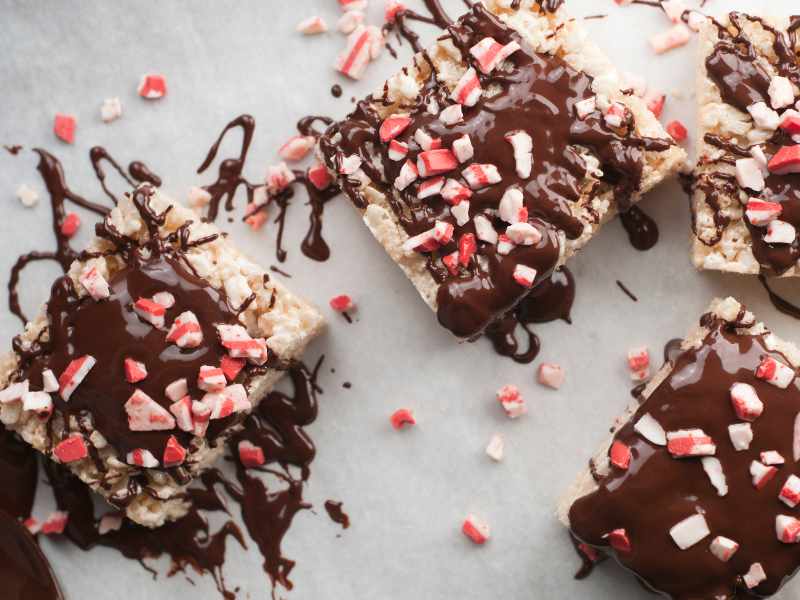 Tasty Peppermint and Chocolate Rice Krispies Treats