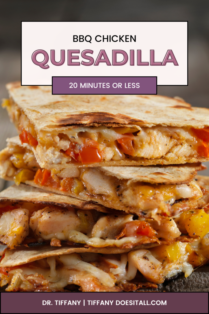 Looking for an easy dinner recipe? Try these BBQ Chicken Quesadillas! Perfect for working moms, this healthy dinner recipe is ready in under 20 minutes. Packed with flavor, these quesadillas are a hit with kids and adults alike. Visit the blog for this recipe and for more easy weeknight dinners! #EasyDinner #HealthyRecipes #WorkingMoms #WeeknightDinners #FamilyMeals