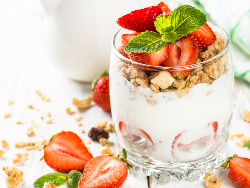 Healthy fruit parfait great for busy mornings