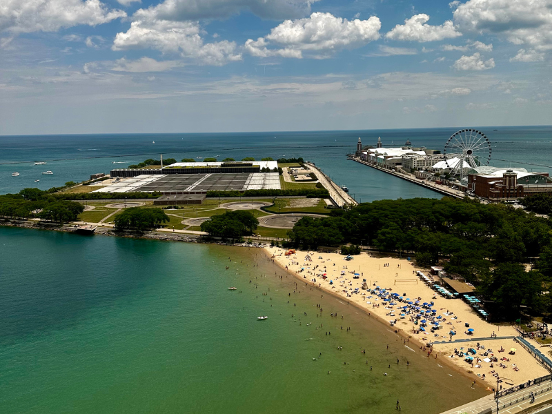 Navy pier and Ohio Street Beach views from the hotel