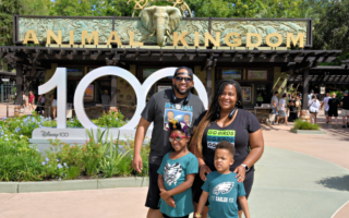 The Harrisons at the gates of Disney's Animal Kingdom!