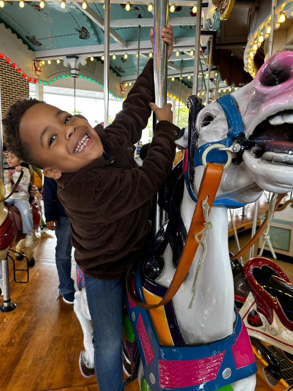 Deuce enjoying the carousel.